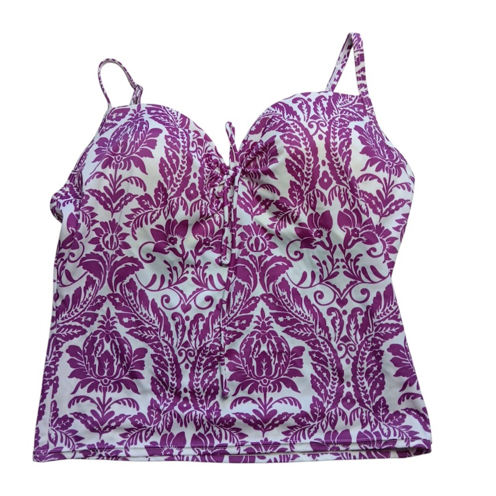 Victoria's Secret‎ Tankini Swim Top 36D Purple White Floral Padded Adjustable
